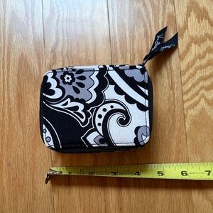 Vera Bradley Black White Gray Paisley Quilted Pill Case